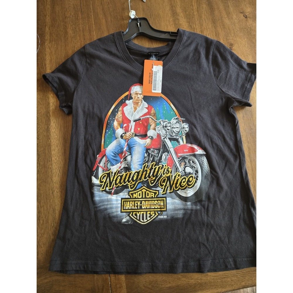 NWT Harley-Davidson Womens Christmas "Naughty is nice" T-shirt -Small- Madison